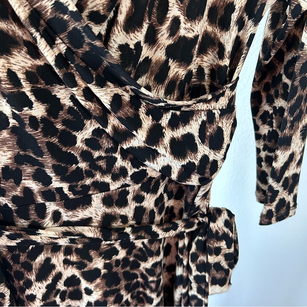 West Kei Neutral Animal Print Faux Wrap Dress - Picture 3 of 7
